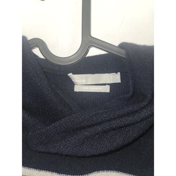 Vince women's cashmere sweater hooded stripes navy blue XS - Picture 3 of 4